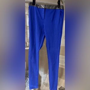 TED BAKER blue fitted dress pants with pleather black trim size 1